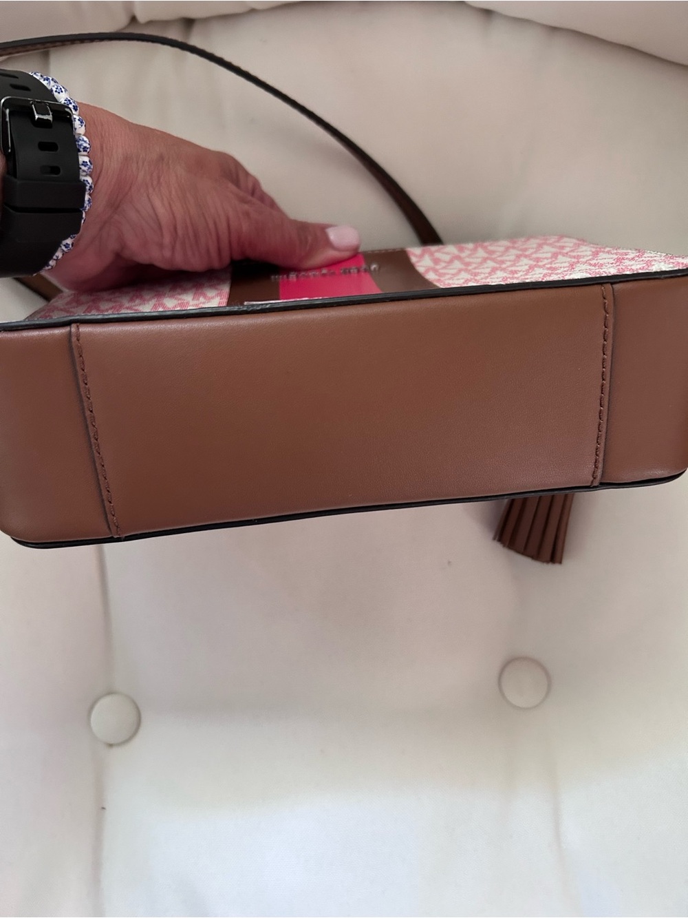 Michael Kors Pink Signature Stripe Crossbody Bag - Picture 2 of 7